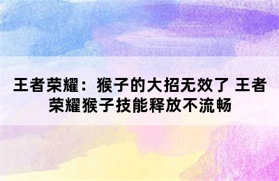 王者荣耀：猴子的大招无效了 王者荣耀猴子技能释放不流畅